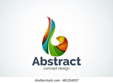 Abstract swirl logo template, smooth elegant shape concept. Color overlapping pieces design style