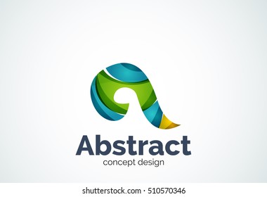 Plantilla de logotipo de swirl abstracto, concepto de forma elegante y suave. Estilo de diseño de piezas superpuestas en color