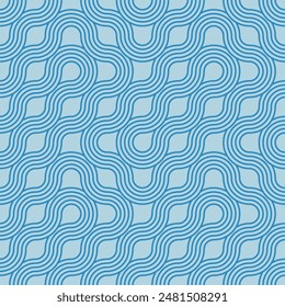 Abstract swirl pattern background. Seamless wavy line texture and concentric circles design. Blue spiral geometric pattern for interiors, textiles, tiles, Printing, Textures, Fabrics, Cover