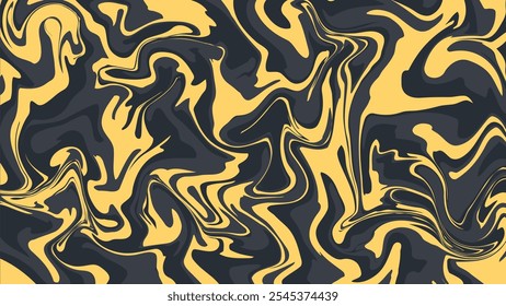 Abstract Swirl Pattern Background - Yellow and Black Fluid Design. Marble Pattern
