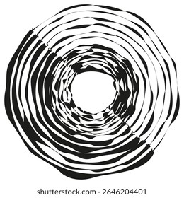 Padrão de espiral abstrato. Projeto de movimento circular. Forma de ondulação geométrica. Ilustração de vórtice monocromático.