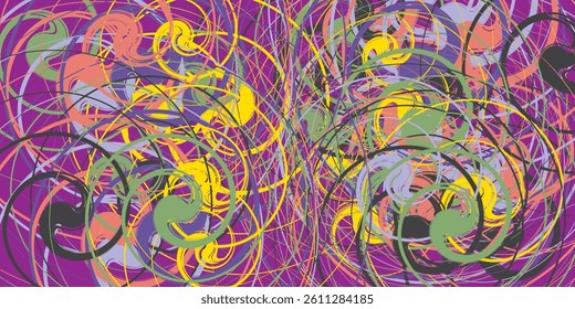 Abstract Swirl Pattern  Layered Purple, Pink and Orange Lines with Fluid Movement