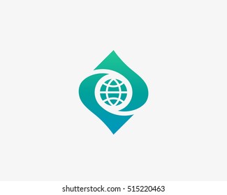 Abstract swirl planet earth vector logotype. Globe spiral infinity logo symbol design