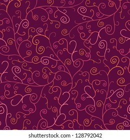 Abstract Swirl Plants Seamless Pattern Background