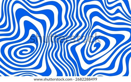 Abstract Swirl Psychedelic Groovy Pattern. Wavy Spiral Vector Background. Funky Liquid Shape Texture