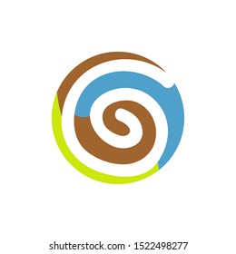 abstract swirl rotation circle logo design vector graphic element template
