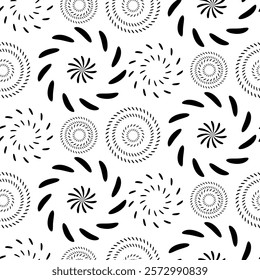 Abstract Swirl Seamless Black and White Pattern