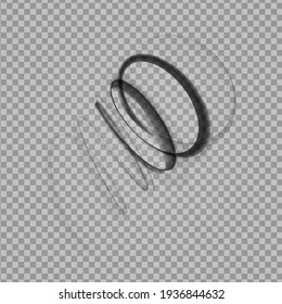Forma de giro abstracta. Humo negro aislado en un fondo transparente. Concepto gráfico para su diseño