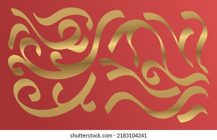 Abstract Swirl Shape Gradient Gold RIbbon Vector Design