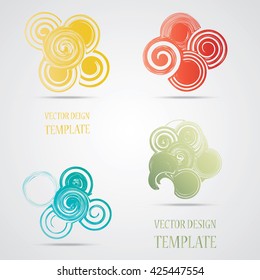 Abstract Swirl Shape.Cloud Logo Design Collection. Vector Ribbon Label.