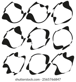 Abstract swirl shapes. Black circular elements. Fluid organic forms. Vector graphic.