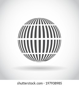 Abstract swirl sphere globe symbol, business concept template of isolated round icon with shadow on white background. Business, corporate, office and marketing item icon. Logo design
