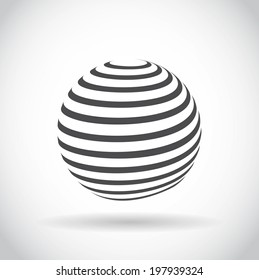 Abstract swirl sphere globe symbol, business concept template of isolated round icon with shadow on white background. Business, corporate, office and marketing item icon. Logo design