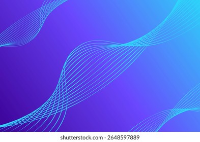 Abstracte wervelstrepen lijn neon blauw op gradient achtergrond. Luxe, licht en modern concept met kopieerruimte.