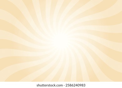 Abstract Swirl Sunburst Orange Background. Wheat Orange Sunbeams Pattern. Colorful Spinning Lines Background for Template, Banner, Poster, Flyer. Sweet Rotating Cartoon Swirl or Whirlpool.