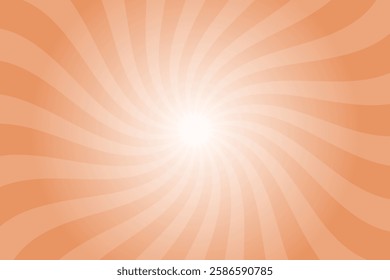 Abstract Swirl Sunburst Orange Background. Squash Orange Sunbeams Pattern. Colorful Spinning Lines Background for Template, Banner, Poster, Flyer. Sweet Rotating Cartoon Swirl or Whirlpool.