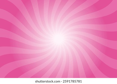 Abstract Swirl Sunburst Orange Background. Raspberry Orange Sunbeams Pattern. Colorful Spinning Lines Background for Template, Banner, Poster, Flyer. Sweet Rotating Cartoon Swirl or Whirlpool.