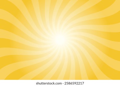 Abstract Swirl Sunburst yellow Background. Saffron Orange Sunbeams Pattern. Colorful Spinning Lines Background for Template, Banner, Poster, Flyer. Sweet Rotating Cartoon Swirl or Whirlpool.
