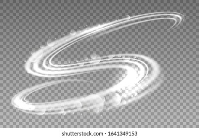 Abstract swirl trail. Transparent effect of spray, vortex and blizzard. Dynamic element for the design of washing powders, soaps, shampoos and liquid detergents