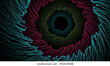 Abstract swirl trail or tunnel rotating background vetor illustration.