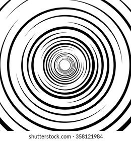 Abstract swirl, twirl, spiral element, rotating shape. Black and white vector