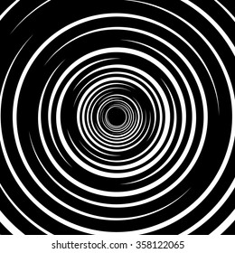 Abstract swirl, twirl, spiral element, rotating shape. Black and white vector