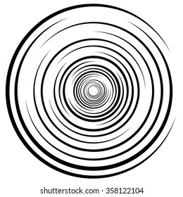 Abstract swirl, twirl, spiral element, rotating shape. Black and white vector