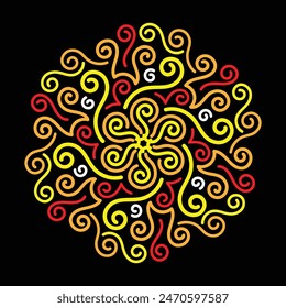abstract swirl twisted mandala pattern vector graphic illustration
