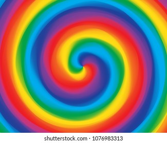 Abstract Swirl Twisted Radial Gradient Rainbow Background. Vector Illustration.