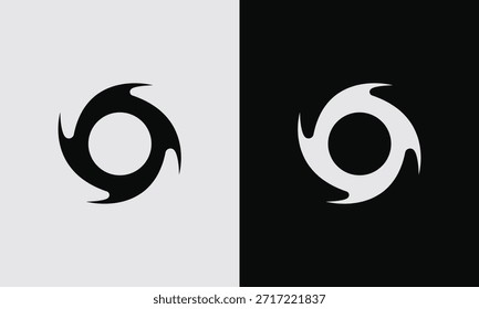 Logotipo de vórtice de espiral abstrato em estilo monocromático