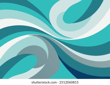 Design de fundo de giro abstrato com tonalidades azul e turquesa.  Perfeito para criar uma sensação de movimento e dinamismo em seus projetos, este design oferece um olhar contemporâneo e elegante.