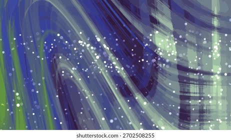 Abstractas fondo de remolino con partículas brillantes y líneas que fluyen en tonos azules y verdes, Abstractos Twirl Partículas, Imagen de la Regalías de valores.