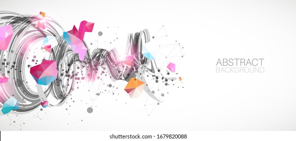 Abstract swirling colored background for design works. Futuristic geometric composition. 