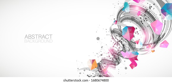 Abstract swirling colored background for design works. Futuristic geometric composition. 