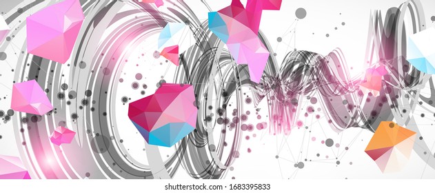 Abstract swirling colored background for design works. Futuristic geometric composition. 