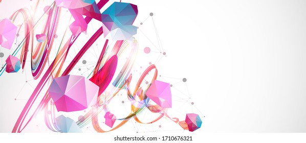 Abstract swirling colored background for design works. Futuristic geometric composition. 