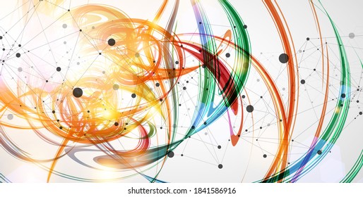 Abstract swirling colored background for design works. Futuristic geometric composition.