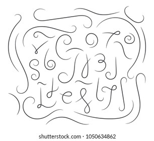 Abstract swirling design elements and frames. Vector illustration.
