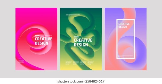 Abstract Swirling Fluid Creative Design Templates Vector