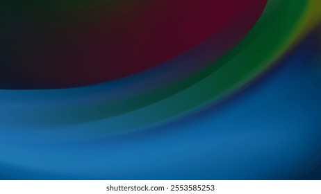 Abstract Swirling Gradient Background Blue, Green, and Dark Red Hues