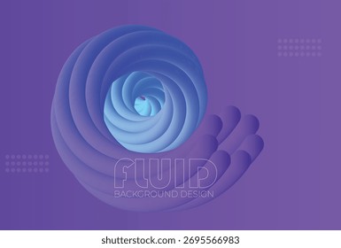 Forma de gradiente de giro abstrato em tons de azul e roxo contra um fundo roxo sólido