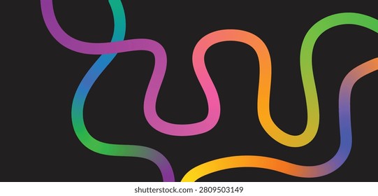 Abstract Swirling Gradient Lines Background with Futuristic Bright Gradient Wavy Stripes Minimal Vector Artwork.