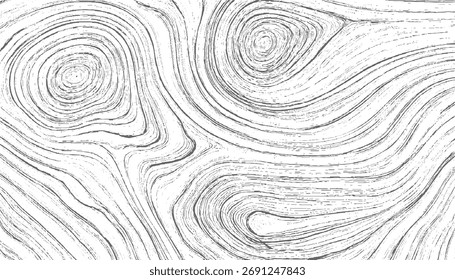 Linhas cinzas em espiral abstratas criam um padrão texturizado em um fundo branco.