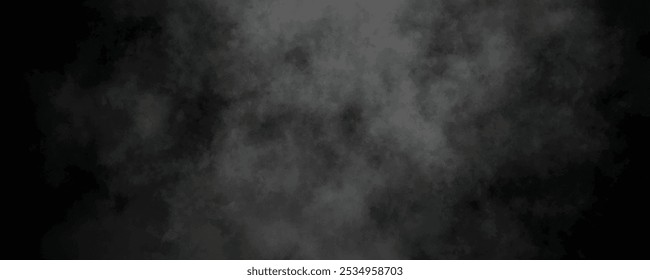 Abstractas niebla gris y vapor que se funden en un fondo oscuro y nublado, creando una escena misteriosa y atmosférica.
