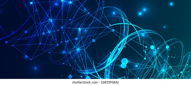 Líneas giratorias abstractas con efecto plexus. Composición geométrica futurista. Fondo para trabajos de diseño.