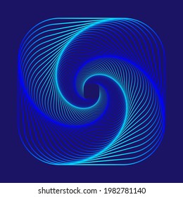 Abstract swirling lines square. Light forms graphic spiral different colors. Curved technology shape. Vector illustration.