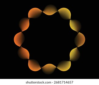 Abstractas Formas de gradiente naranja y amarillo formando un marco circular sobre fondo negro