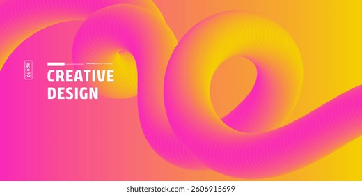 Abstract Swirling Pink Yellow Gradient Creative Design Background