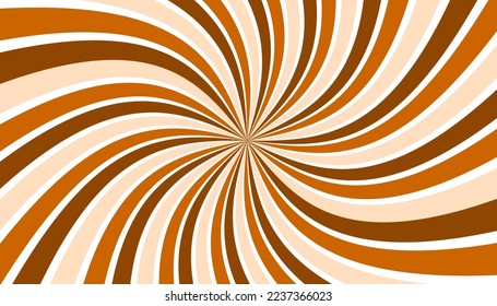 Abstract swirling radial pattern background. Vintage sun rays. Caramel color concept.