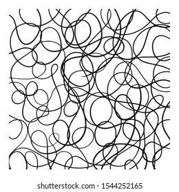 Abstract swirls black background. Thin line for textile decor, wrapping paper and patterns. 